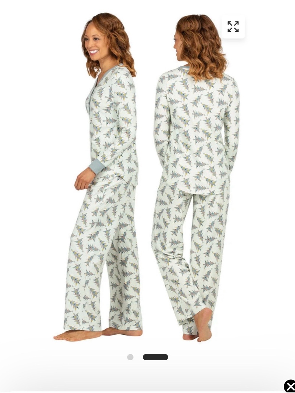 Pajamagram Balsam & Pine Henley Gray Christmas Tree Women’s Pajamas Set Size M